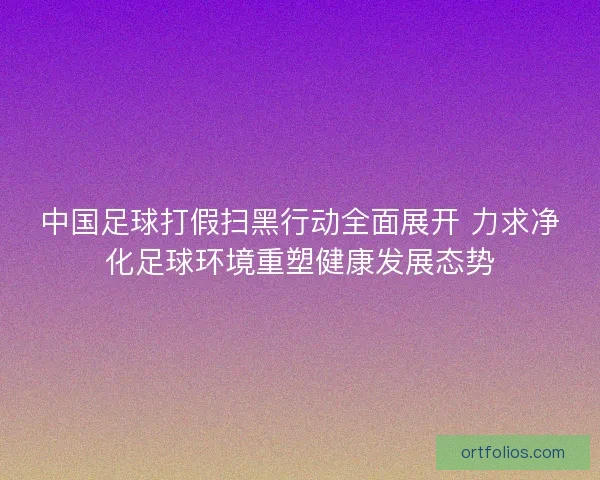 中国足球打假扫黑行动全面展开 力求净化足球环境重塑健康发展态势